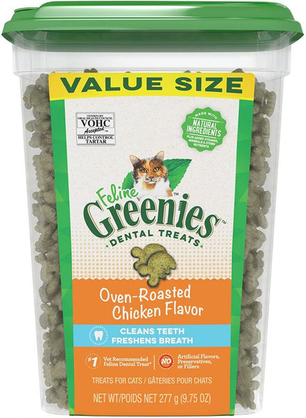 Greenies Feline Natural Dental Treats Oven Roasted Chicken Flavor