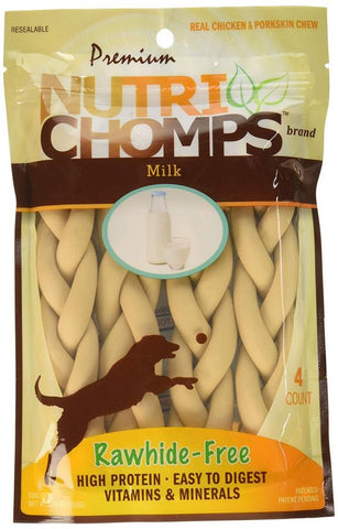 Premium Nutri Chomps Milk Flavor Braid Dog Chews-Small
