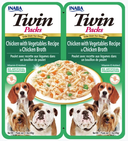 Inaba Twin Packs Tuna and Chicken with Vegetables Recipe in Chicken Broth Side Dish for Dogs