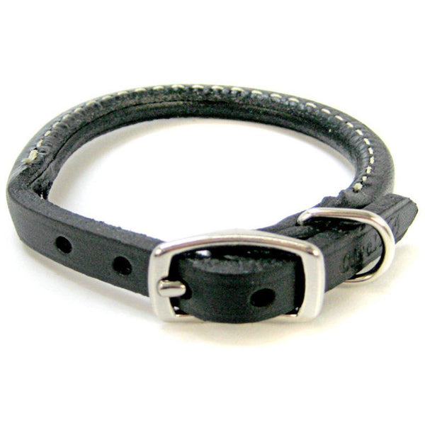 Circle T Pet Leather Round Collar-Black