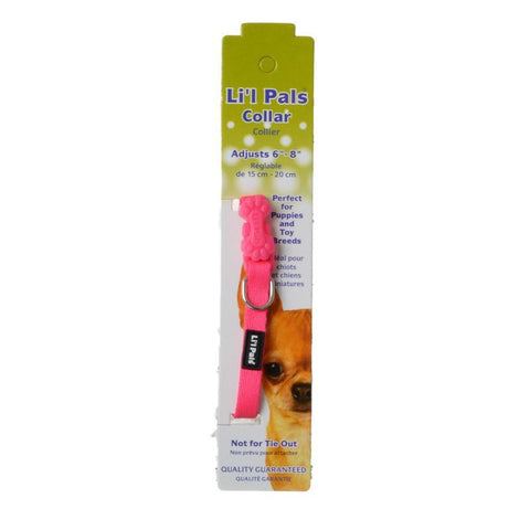 Li'l Pals Adjustable Nylon Collar-Neon Pink