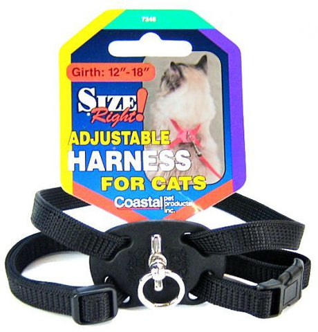 Coastal Pet Size Right Nylon Adjustable Cat Harness-Black