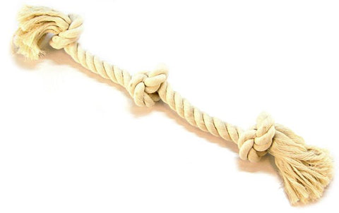 Flossy Chews 3 Knot Tug Toy Rope for Dogs-White