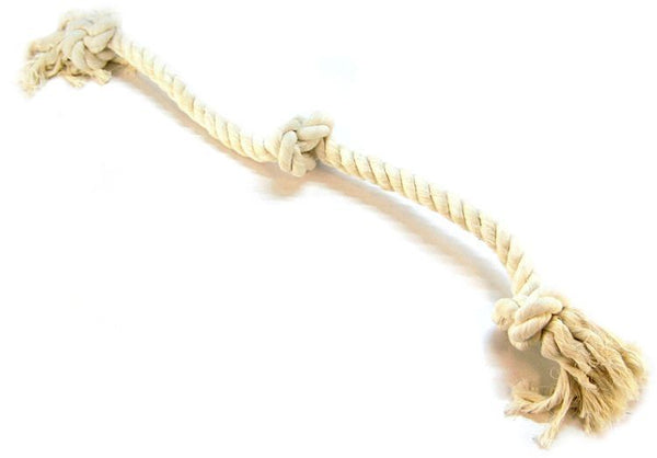 Flossy Chews 3 Knot Tug Toy Rope for Dogs-White