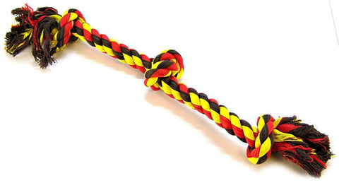 Flossy Chews Colored 3 Knot Tug Rope