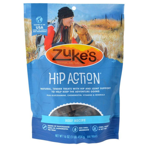 Zukes Hip Action Hip & Joint Supplement Dog Treat-Roasted Beef Recipe