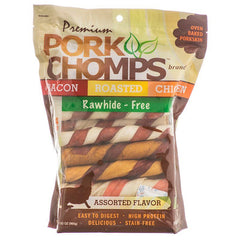 Pork Chomps Premium Assorted Pork Twistz-Bacon, Roasted & Chicken Flavors