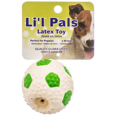 Lil Pals Latex Mini Soccer Ball for Dogs-Green & White