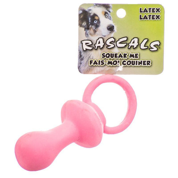 Rascals Latex Pacifier Dog Toy-Pink