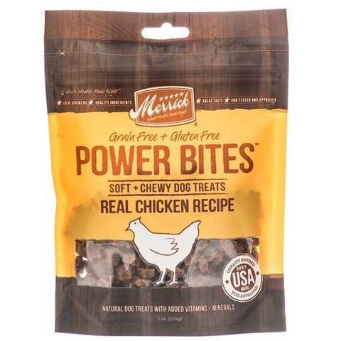 Merrick Power Bites Soft & Chewy Dog Treats-Real Chicken Recipe