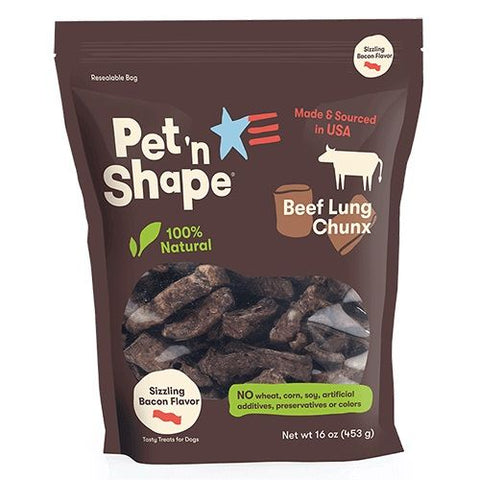 Pet 'n Shape Natural Beef Lung Chunx Dog Treats-Sizzling Bacon Flavor