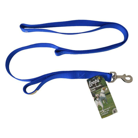 Loops 2 Double Nylon Handle Leash-Blue