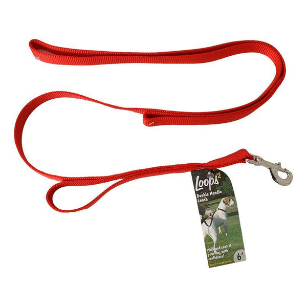 Loops 2 Double Nylon Handle Leash-Red