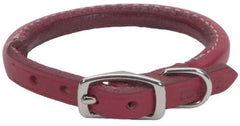 Circle T Oak Tanned Leather Round Dog Collar-Red