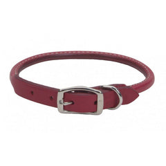 Circle T Oak Tanned Leather Round Dog Collar-Red