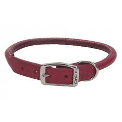 Circle T Oak Tanned Leather Round Dog Collar-Red