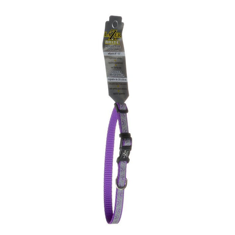 Lazer Brite Reflective Open-Design Adjustable Dog Collar-Purple Daisy