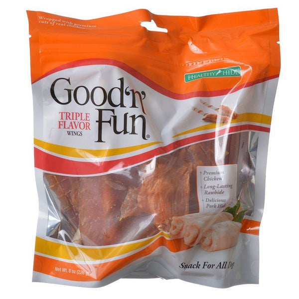 Healthy Hide Good 'n' Fun Triple-Flavor Wings-Chicken, Rawhide & Pork Hide