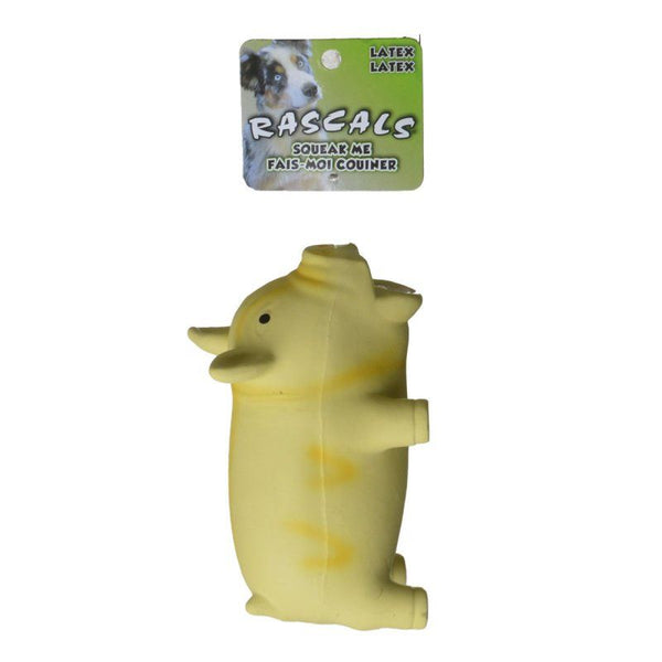 Rascals Latex Grunting Pig Dog Toy-Yellow