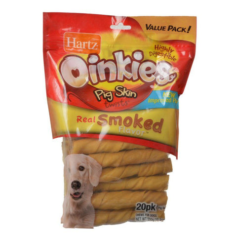 Hartz Oinkies Pig Skin Twists-Real Smoked Flavor