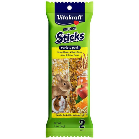 Vitakraft Crunch Sticks Rabbit & Guinea Pig Treats Variety Pack-Popped Grains & Apple