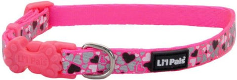 Li'L Pals Reflective Collar-Pink with Hearts