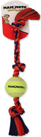 Mammoth Pet Flossy Chews Color 3 Knot Tug with Tennis Ball-Assorted Colors