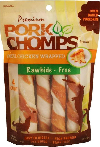 Pork Chomps Premium Real Chicken Wrapped Twists-Large