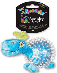 Spunky Pup Lil Squeakers Dino In Cear Spiky Ball Dog Toy Assorted Colors