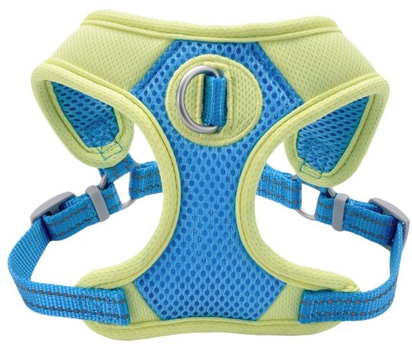 Coastal Pet Pro Reflective Mesh Dog Harness Aqua with Neon Yellow 1